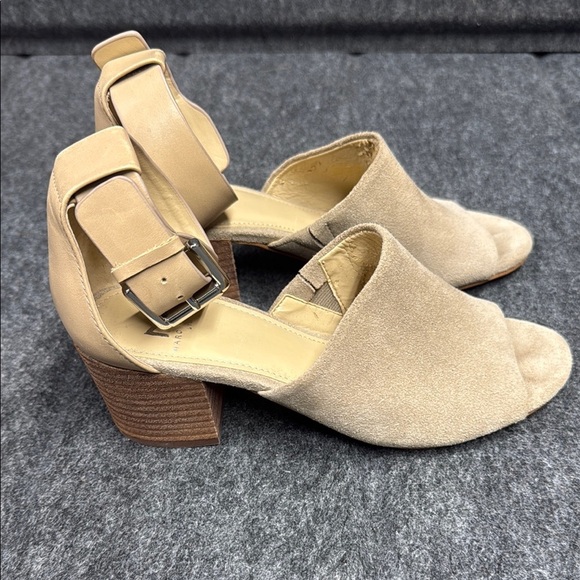 Marc Fisher Tan Suede Heels with Ankle Strap - Picture 5 of 9